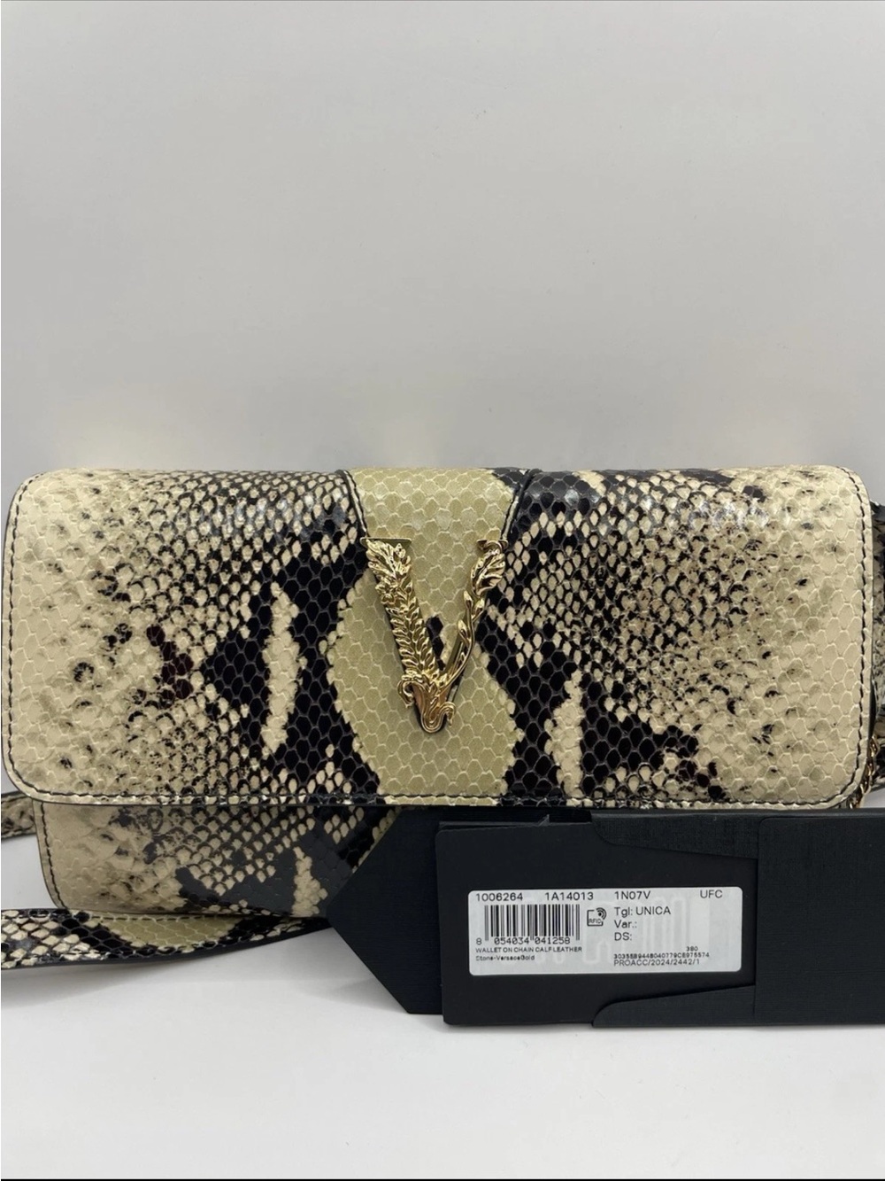 Versace Snakeskin Clutch - Black and Cream Authentic $1300 Retail Brand new Tags - Picture 12 of 13